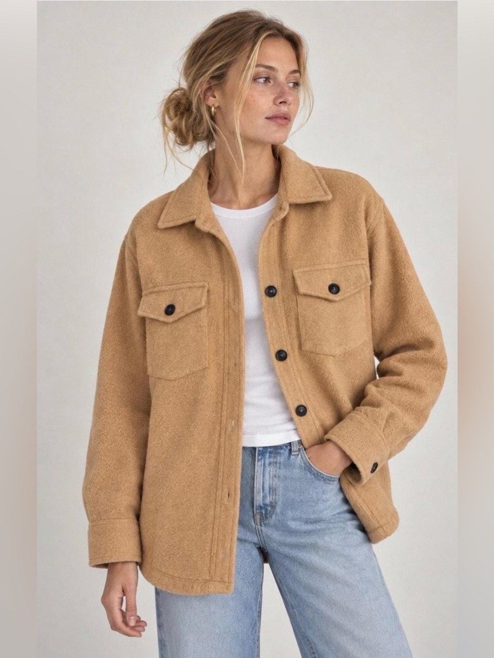Thread & Supply Fleece Shirt Jacket Shacket Copper Small J1451PND Cozy Fall